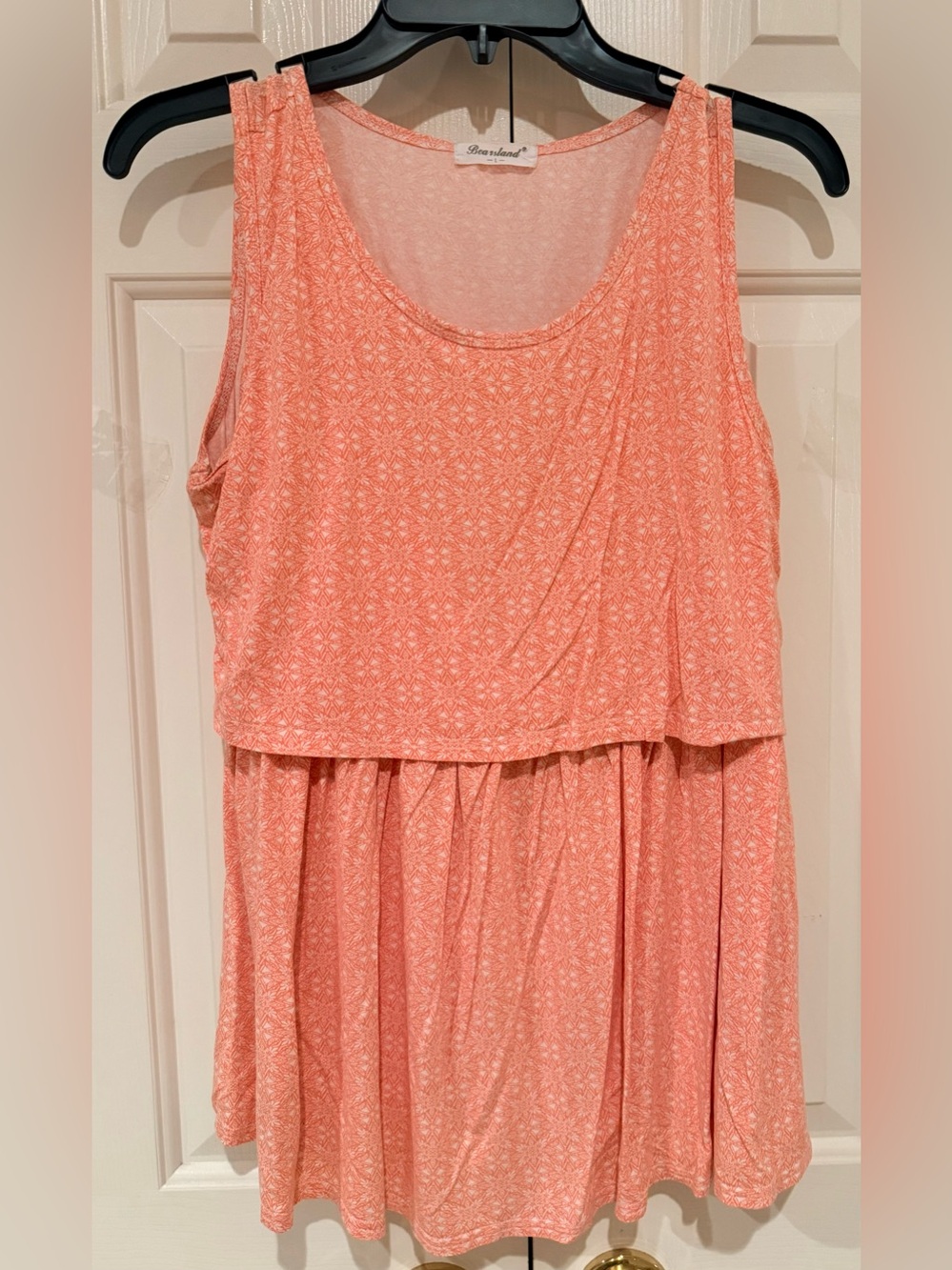 Bearsland Coral Peach Floral Sleeveless Top